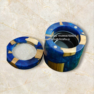 Quemador de incienso azul Bakhour árabe de lujo Dukhoon Mubkhar soporte de resina de madera fresa estrella anís difusor de boda religioso - Product Image 1