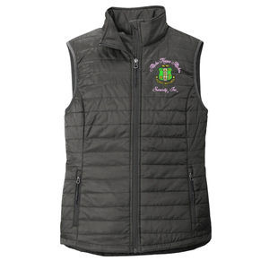 Gilet matelassé noir pour femme, gilet rembourré léger brodé, sans manches, fermeture éclair, veste chaude pour l'extérieur - Product Image 1