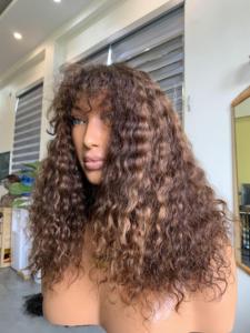 วิกผมต่อแบบชาวเวียดนามวิกผมลูกไม้หยิกหยักศกแบบเดี่ยวพร้อมลูกไม้ใสสีเปียโนสำหรับ Eurasian- - Product Image 3