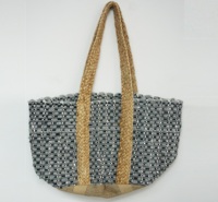 Sac fourre-tout en jute tissé, style bohème, ouvert, avec bandoulière, écologique, pour femme, quotidien, été, plage