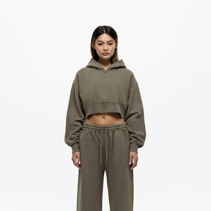 Nueva llegada: Sudadera con capucha de manga larga para mujer, de felpa francesa, con cremallera completa y cordón ajustable. - Product Image 5