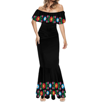 Robe décontractée en coton tricoté 100 % naturel, motif floral mexicain brodé, taille naturelle, grande taille, lavable et respirante