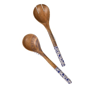 Juego de Cubiertos de Madera de Mango Esmaltada, Cuchara y Tenedor, Estilo Zen Asiático, Hecho a Mano, Ecológico, para Fiestas, Venta al por Mayor, Fabricante - Product Image 1