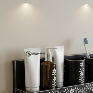 Estante de tocador moderno con incrustaciones de hueso negro, juego de baño decorativo montado en la pared, estante de baño de diseño con incrustaciones de hueso negro - Product Image 3