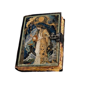 Diario de Cuero Vintage con Decoración Wicca, Libro de Sombras, Grimorio, Diario de Escritura de Cuero Genuino Hecho a Mano, Cuaderno de Regalo - Product Image 1