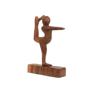 Sculpture de yoga en bois sculptée à la main, pose de méditation, décoration artistique pour salon, chambre et bureau - Product Image 1