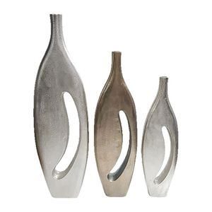 Luxury Modern Oval Textured Decorative Metal Vase Tabletop Flower Vase Home Office Accent Decor Art Display Piece - Product Image 2