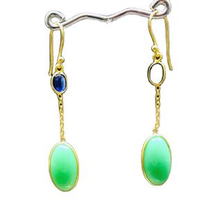 Boucles d'oreilles élégantes simples en argent sterling 925 plaqué or Adorables Multi tendance Tanzanite Crysophrase Pierres précieuses - Product Image 1