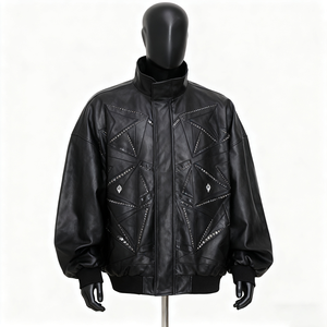 PIHA SPORTS Men's Varsity <b>Jacket</b> Green Color Block Stand Collar Casual Genuine <b>Leather</b> Outerwear <b>Winter</b> Regular Fit Biker Front - Product Image 6