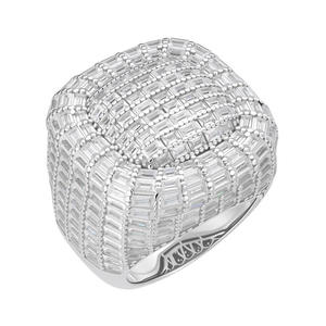 Anillo de Lujo de Plata 925 con Diamante Cultivado en Laboratorio y Cristales Estilo Baguette para Compradores de Joyería al Por Mayor - Product Image 1