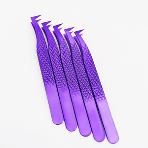 Ensemble de pinces à cils RMI Purple Eyelash Extension avec étui magnétique de couleur violette, étiquette privée, pinces en acier inoxydable de haute qualité - Product Image 1