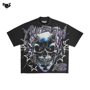 Camisetas Oversize con Estampado DTG Completo para Hombre, Lavado Vintage, 100% Algodón, Estilo Casual Urbano, Corte Relajado Personalizado, Cuello Redondo, Ropa OEM - Product Image 1