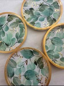 Geo Glow Resin Coaster Handmade Resin Coasters With <b>Wood</b> <b>Slices</b> Square Modern Design Non Slip Table Mats Decorative Coasters - Product Image 3