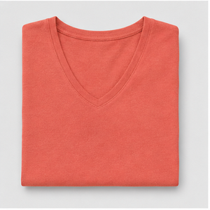 Camiseta de Mujer con Cuello en V, Manga Corta y Corte Holgado, Color Coral, WTS-0138 - Product Image 5