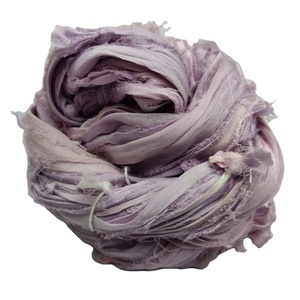 100% Eco-Friendly Eco-Friendly <b>Silk</b> Yarn Recycled Chiffon Dyed Raw Hand <b>Ribbon</b> for Macrame Knitting Art Craft Weaving Embroidery - Product Image 1