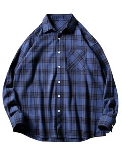 Camisa casual a cuadros azul para hombre, de algodón y poliéster, manga larga, con botones, para venta al por mayor, proveedor OEM, exportación, comercio global - Product Image 1