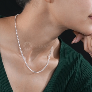 Collar de diamantes cultivados en laboratorio con corte redondo y diseño elegante, joyería fina de diamantes para mujer, para venta al por mayor de proveedor indio. - Product Image 4