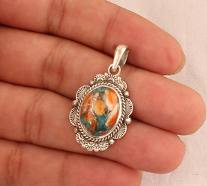 Pendentif en labradorite naturelle coquille d'ormeau, argent sterling 925, vintage, multicolore, pierre précieuse, 18 pouces, fait main, vente en gros - Product Image 2
