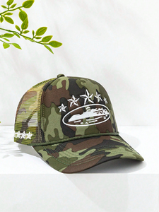 Camouflage Trucker Cap Custom Logo Embroidery Mesh Back Baseball Cap Outdoor Adjustable Snapback <b>Hat</b> - Product Image 4
