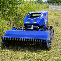 Tondeuse à brosse télécommandée avec rotor à fléaux robuste et capacité de franchissement de 50 degrés pour les mauvaises herbes denses et les broussailles légères