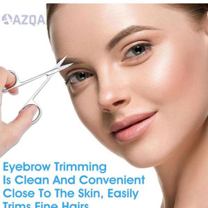 Petits ciseaux à cuticules et poils du visage en acier inoxydable avec lames droites et courbées pour le soin des sourcils, des cils et des ongles - Product Image 6