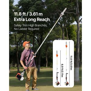 43CC 2 Stroke Gas <b>Powered</b> Pole <b>Saw</b> 6.9 11 Cutting Bar Cordless Tree Trimmer Rotatable Head 52cc/58cc Gas Pole <b>Saw</b> for Outdoor - Product Image 2