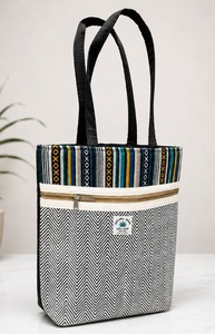 Bolsa de Mano de Lujo Hecha a Mano con Rayas de Algodón, Cierre de Cremallera, Estilo Hippie Ecológico, Correa de Hombro para Mujer, Uso Diario y Viajes - Product Image 3