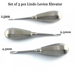 Lindo Levien - Juego de 3 Elevadores de Raíces Manuales Reutilizables de Acero Inoxidable, Instrumentos Quirúrgicos Dentales con Agarre Ergonómico, Certificación CE - Product Image 2