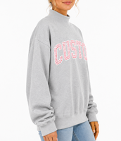 Pull personnalisé pour femme, col montant, motif gingham et pois, broderie, en molleton de coton, coupe oversize, confortable, style streetwear scolaire