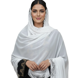 Vente en gros AHE-Textile – Châle Hijab en Chiffon pour Femmes Africaines, Broderie Florale et Strass, Doux, Léger, Long et Respirant, Style Ethnique - Product Image 2