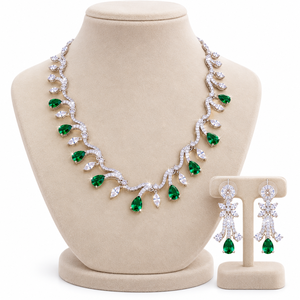 Collar de Diamantes Americanos MIJ para Mujer, Collar de Diamantes AD de Lujo, Collar de Diamantes para Fiesta, Conjunto de Collares de Diamantes de Imitación para Novia - Product Image 1