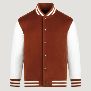 Veste universitaire en laine pour homme, style classique Letterman, avec manches en similicuir, détails brodés, vêtement d'extérieur décontracté et chaud - Product Image 1