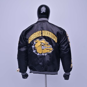 MRI GROUP Black Satin Men's <b>Jacket</b> <b>Reversible</b> Windproof Eco-Friendly Plus Size Embroidered Logo Front Stand Collar Regular Fit - Product Image 3