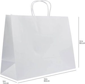 Sac de courses en papier blanc personnalisé avec poignée en corde, sac d'emballage cadeau pour épicerie, sac en papier écologique imprimé avec logo, vente en gros - Product Image 6