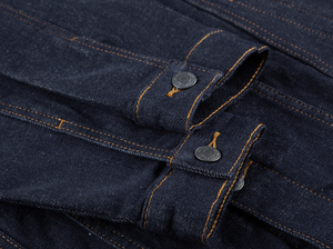 Veste en jean pour homme personnalisée avec logo, coupe ajustée, matériaux bruts de haute qualité, coupe longue, service OEM - Product Image 6