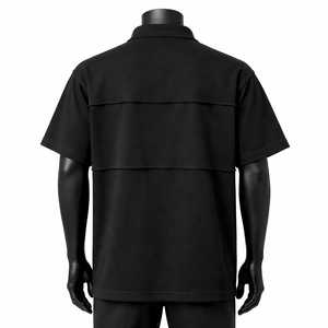 Polo à manches courtes noir pour homme, coupe classique, tricoté, couleur unie, design personnalisé - Product Image 2