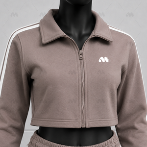 Conjunto Deportivo de Dos Piezas para Mujer, Color Sólido, Manga Larga, Cierre Frontal, Pantalones Cortos Casuales, Otoño, Transpirable, Ligero, Poliéster - Product Image 4