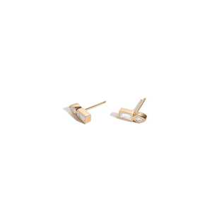 Boucles d'oreilles clous en or massif 14 carats avec diamants taille baguette, sertissage minimaliste, pour usage quotidien féminin, prix usine B2B - Product Image 1