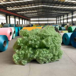 Fibra de Poliéster Reciclada Verde HCS 15D, Siliconada, Hueca, Conjugada, Certificada por GRS, Material de Relleno para Hormigón, en Oferta - Product Image 1