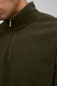 Sweat-shirt en molleton vert olive pour homme, col montant, coupe classique, style décontracté automne, tricoté, manches longues - Product Image 6