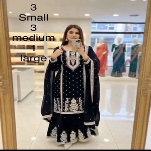 Conjunto de Traje de 3 Piezas de Chifón para Mujer Kingsa Textile, con Cuello en V Profundo, Diseño Reversible y Decoración de Volantes - Product Image 1