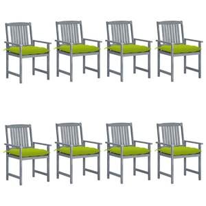 Ensemble de 8 chaises de patio en bois d'acacia massif gris avec tissu 100 % polyester - Product Image 1