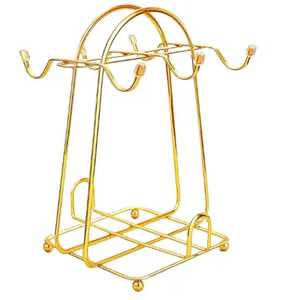 Metal <b>Tree</b> Shape <b>Mug</b> Rack With 4 Hooks And Base Tray For Kitchen Storage Rustic Style Standing Type - Product Image 6