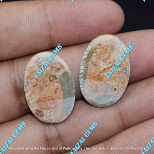 Pierre précieuse naturelle de haute qualité FAIJAN GEMS, certifiée par un tiers, jaspe astéroïde, paire de cabochons, prix de gros, pour bijoux - Product Image 3