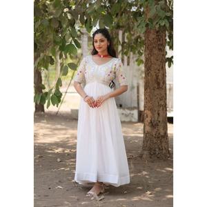 Último verano elegante vestido clásico tela elegante Chinon hilo trabajo largo fiesta traje especial indio paquistaní ropa - Product Image 1