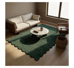 Tapis d'appoint vert menthe à motif floral et oiseaux, le plus vendu, tapis chinois Art Déco sculpté en 3D sur mesure pour la décoration du salon - Product Image 2