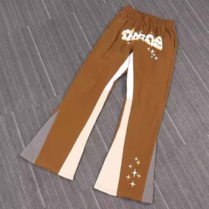 Pantalon évasé pour homme, taille élastique, coton et élasthanne, décontracté, respirant, léger, imprimé par transfert thermique avec motif lettres, idéal pour l'été - Product Image 6