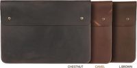 Housse pour ordinateur portable en cuir véritable OEM, souple, style livre, avec coussinets personnalisés, étui vintage, pochettes pour ordinateur portable, marron foncé, haute qualité, vente en gros 2026