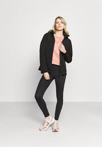 Chaqueta Bomber de Forro Polar Negra para Mujer, Manga Larga, Cuello Alto, Cierre de Cremallera, Impermeable, para Primavera, Largo Regular, Color Sólido - Product Image 2
