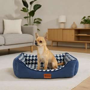 Cama para Mascotas Yommy con Diseño Elegante de Pata de Gallo, Suave y Cálida con Base Antideslizante, Disponible en 3 Tamaños - Product Image 3
